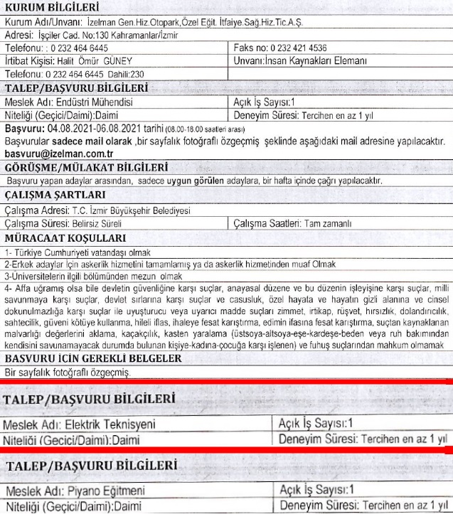 İzmir Büyükşehir Belediyesi İzelman işçi alımı 2021 iş ilanları