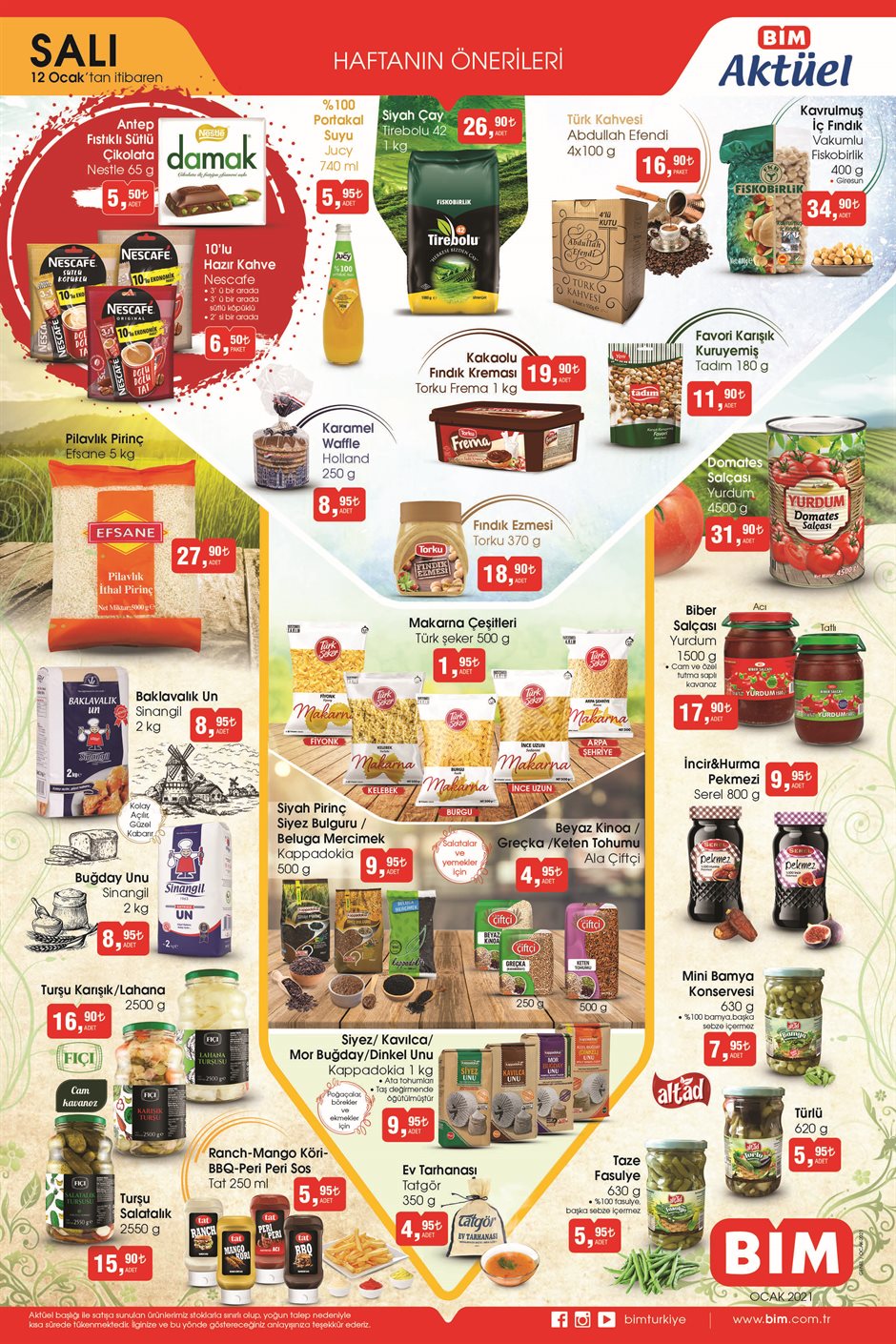 BİM MARKET 12 OCAK 2021 SALI İNDİRİMLİ ÜRÜNLERİ
