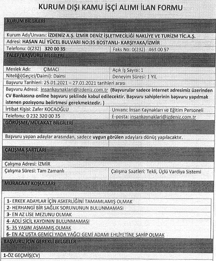 İzmir Büyükşehir Belediyesi personel alımı 2021