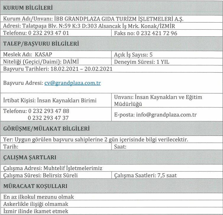 İzmir Büyükşehir Belediyesi personel alımı 2021 iş ilanları