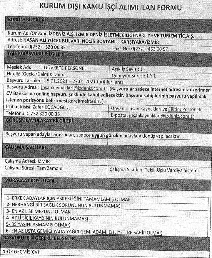 İzmir Büyükşehir Belediyesi personel alımı 2021 iş ilanları