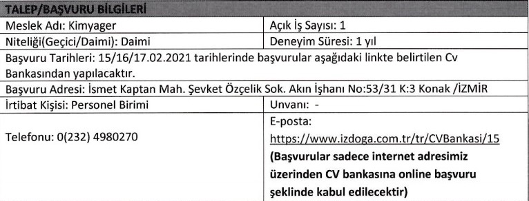 İZDOĞA personel alımı İzmir Büyükşehir Belediyesi
