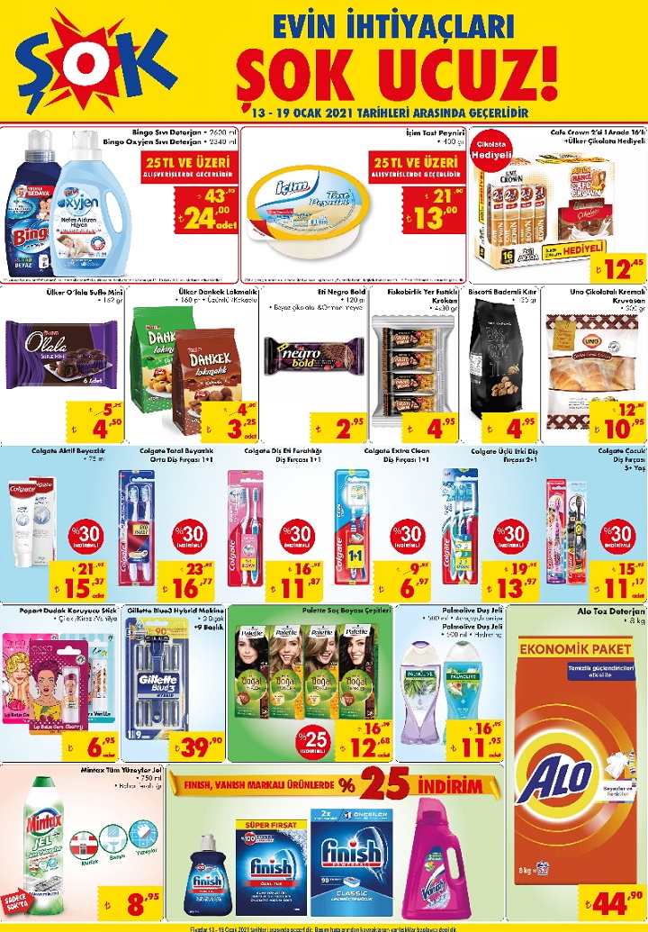 Şok market kataloğu 18 Ocak ve 19 Ocak 2021 aktüel ürünler