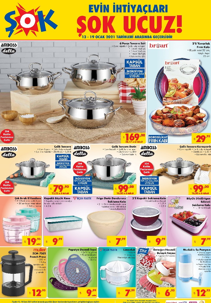 Şok market kataloğu 18 Ocak ve 19 Ocak 2021 aktüel ürünler