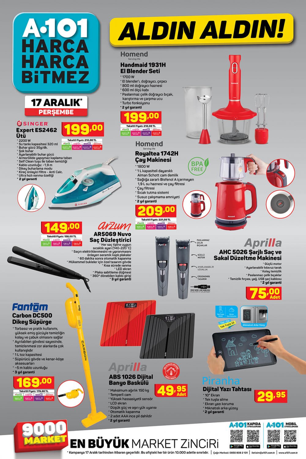 A101 AKTÜEL ÜRÜNLER KATALOĞU 17 ARALIK 2020 PERŞEMBE