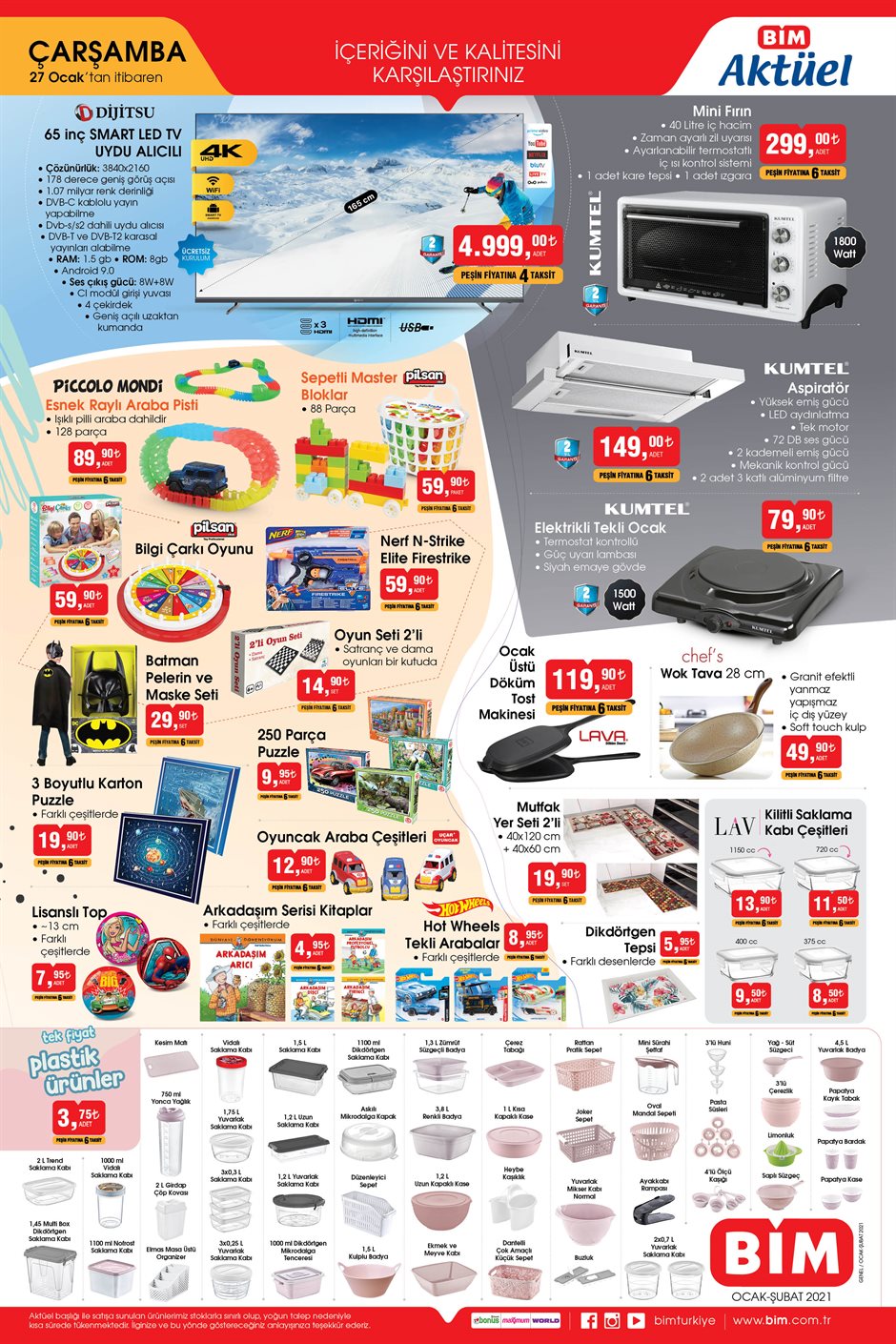 BİM market 1 Şubat 2021 Pazartesi aktüel ürünler kataloğu