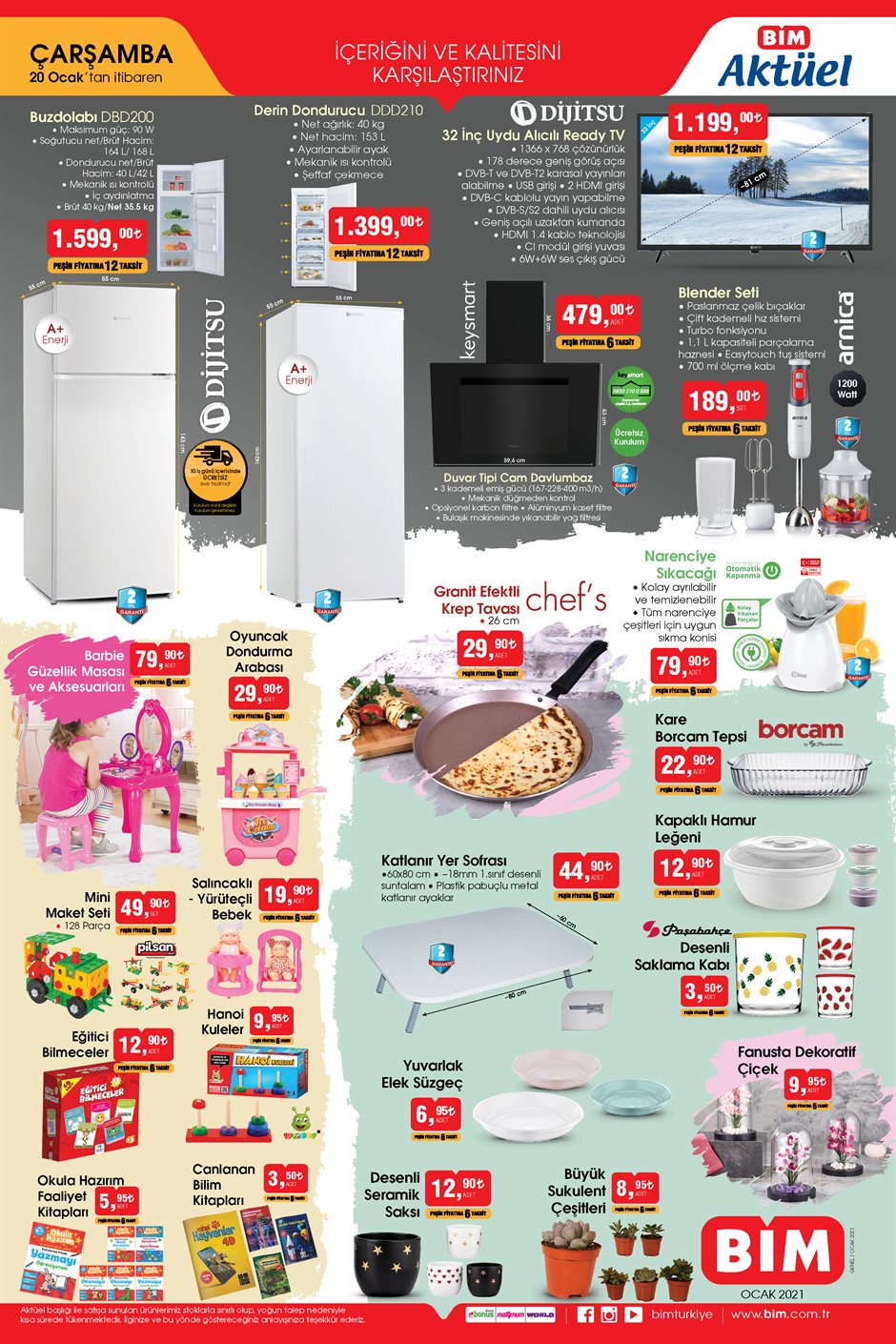 BİM 20 Ocak 2021 Çarşamba aktüel ürünler kataloğu