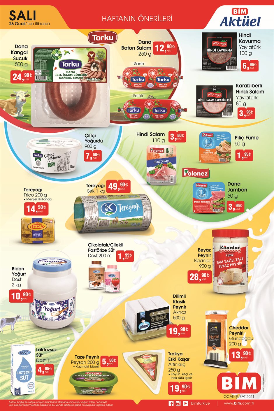 BİM market 26 Ocak Salı indirimli ürünler listesi