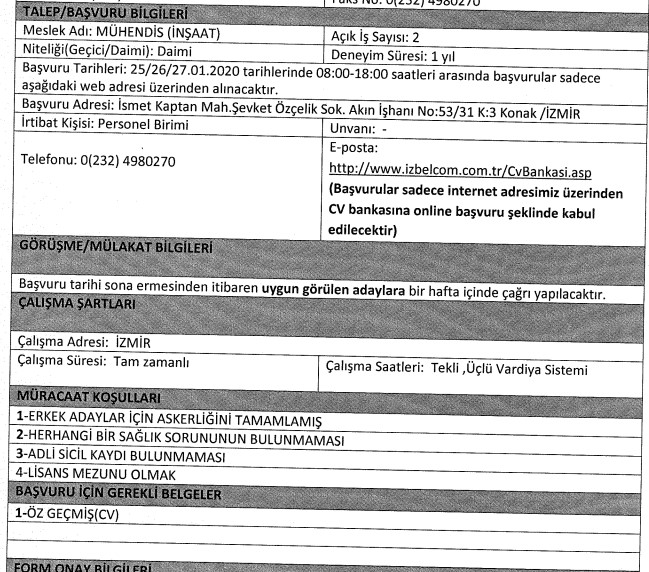 İzmir Büyükşehir Belediyesi, 8 farklı meslek grubundan 55 personel alımı için ilan açtı