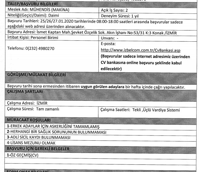 İzmir Büyükşehir Belediyesi, 8 farklı meslek grubundan 55 personel alımı için ilan açtı