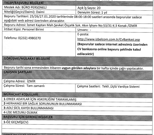 İzmir Büyükşehir Belediyesi, 8 farklı meslek grubundan 55 personel alımı için ilan açtı