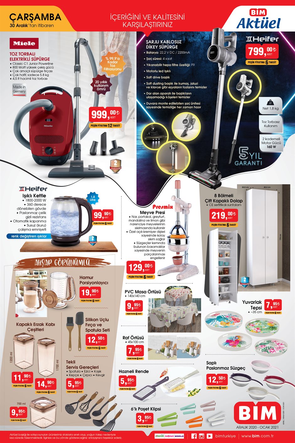 BİM MARKET 30 ARALIK 2020 ÇARŞAMBA AKTÜEL ÜRÜNLER KATALOĞU