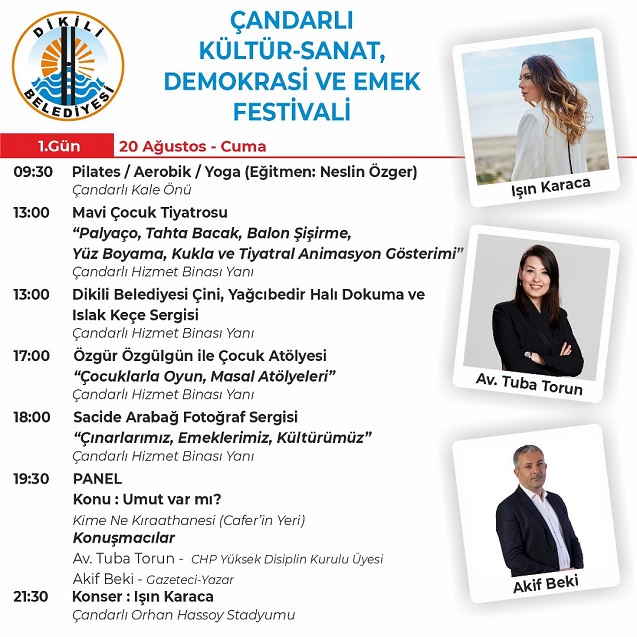 Dikili Çandarlı Kültür Sanat Demokrasi ve Emek Festivali 2021 programı