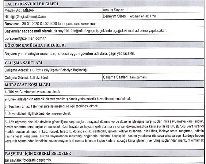 İzmir Büyükşehir Belediyesi personel alımı başladı, 5 meslekten alım yapılacak