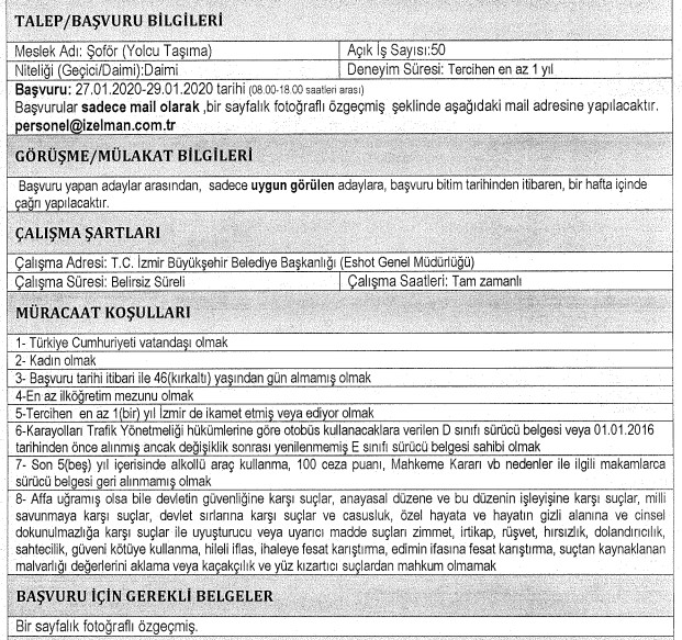 İzmir'de belediyelere 117 personel alımı için başvurular yarın bitiyor