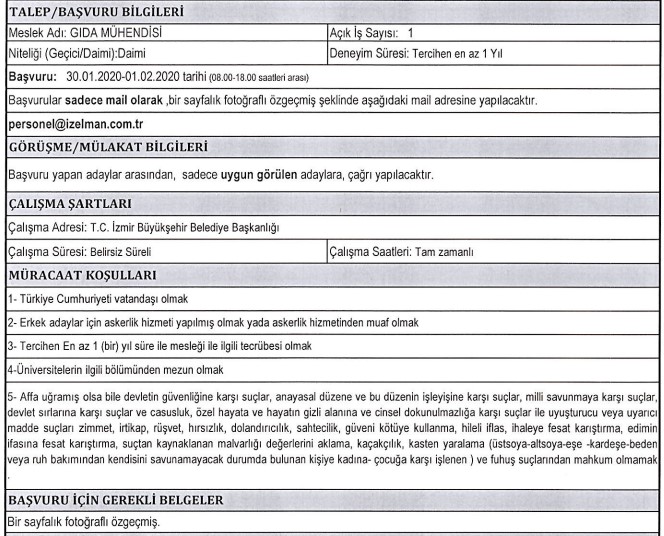 İzmir Büyükşehir Belediyesi personel alımı başladı, 5 meslekten alım yapılacak
