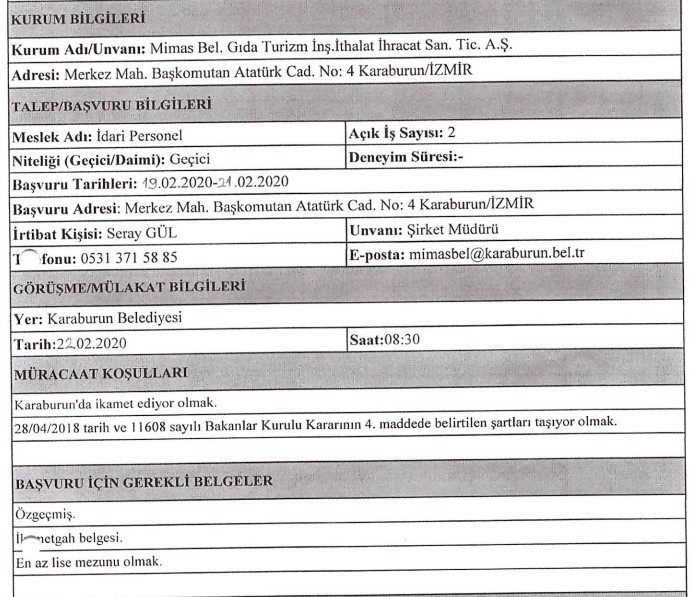 İzmir Büyükşehir Belediyesi ve ilçe personel alımı başladı