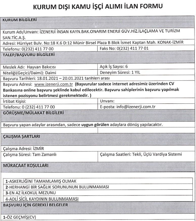 İzmir Büyükşehir Belediyesi personel alımı 2021