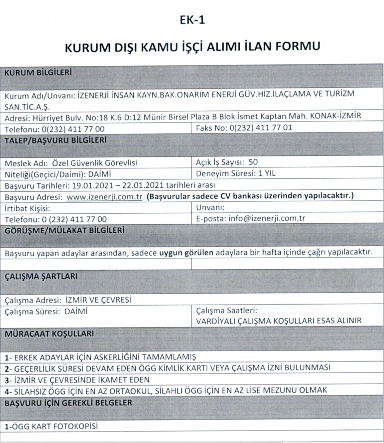 İzmir Büyükşehir Belediyesi personel alımı 2021