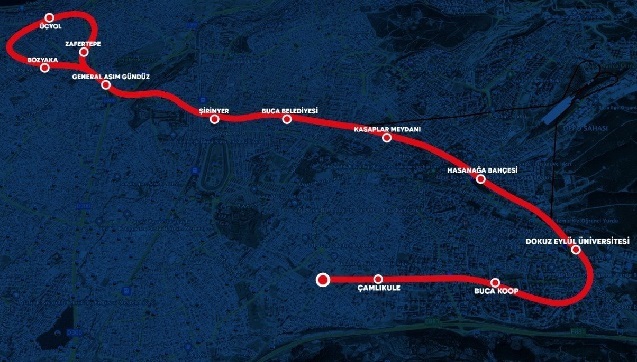 Buca Metrosu güzergah durakları