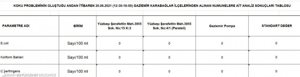 izmir içme suyu koku problemi raporu