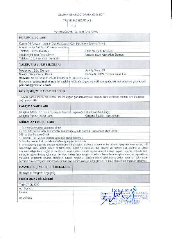 İzmir Büyükşehir Belediyesi 11 farklı iş kolundan 41 personel alımını başlattı
