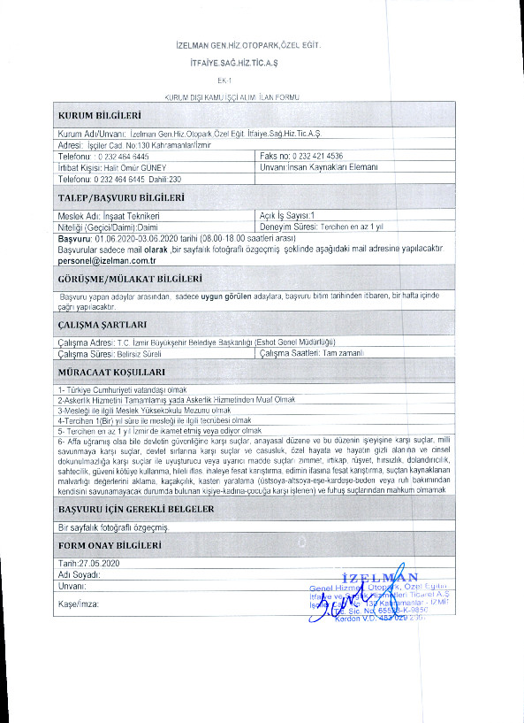 İzmir Büyükşehir Belediyesi 11 farklı iş kolundan 41 personel alımını başlattı