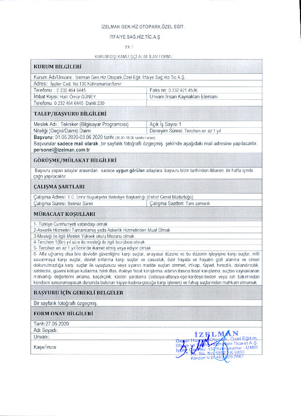 İzmir Büyükşehir Belediyesi 11 farklı iş kolundan 41 personel alımını başlattı