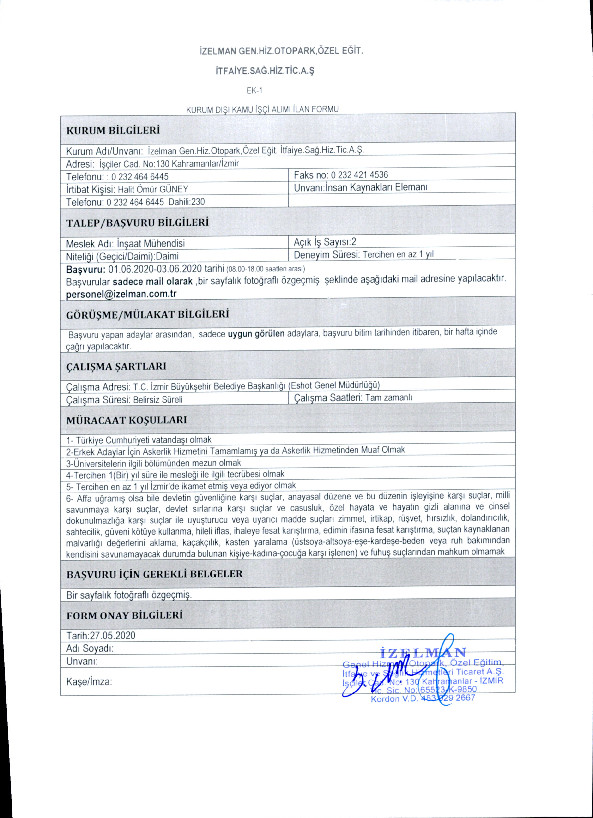 İzmir Büyükşehir Belediyesi 11 farklı iş kolundan 41 personel alımını başlattı