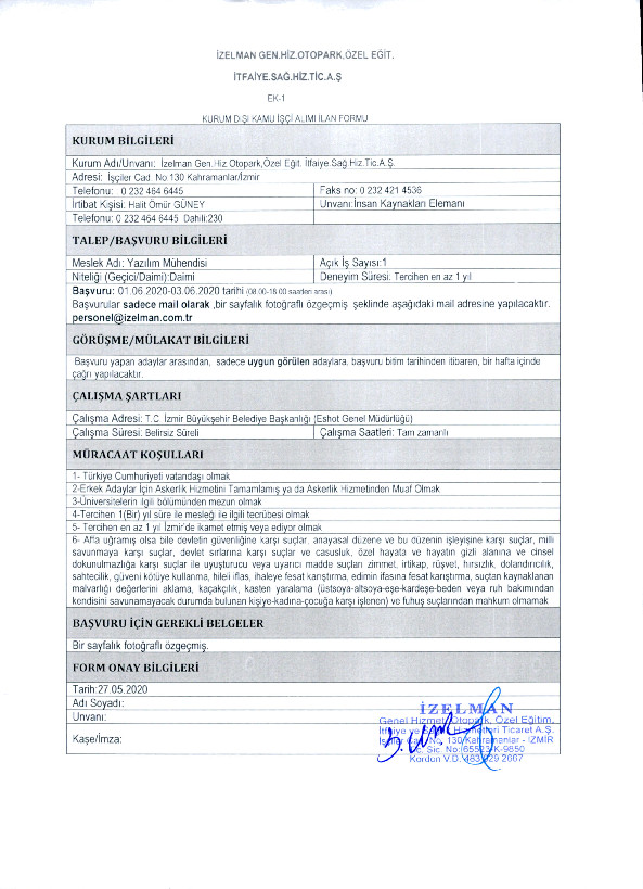 İzmir Büyükşehir Belediyesi 11 farklı iş kolundan 41 personel alımını başlattı