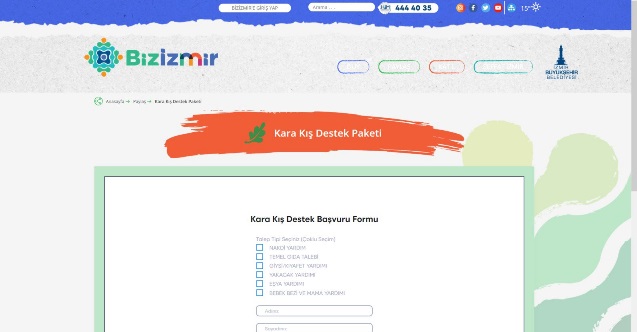 Karakış destek paketi izmir büyükşehir belediyesi başvurusu para gıda yardımı bebek bezi mama