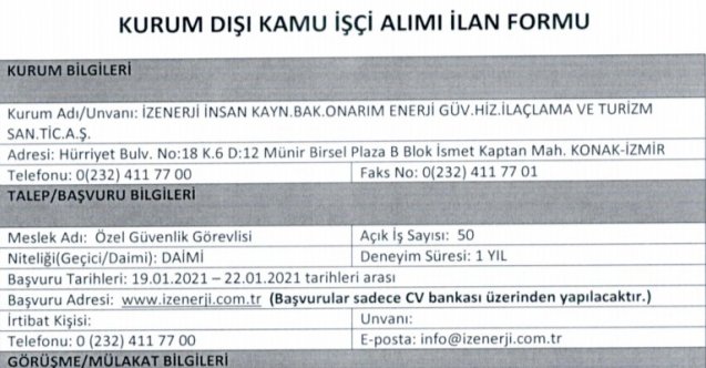 izmir, İZELMAN, İZENERJİ, izmir iş ilanları, İzmir Büyükşehir Belediyesi personel alımı