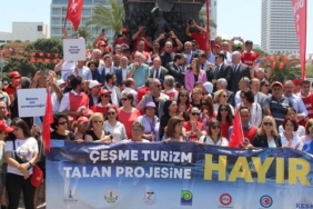İzmir Çeşme turizm projesi iptali için miting düzenlendi