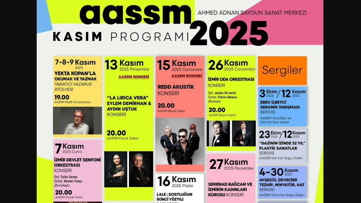 Ahmed Adnan Saygun Sanat Merkezi (AASSM), kasım konserleri programı belli oldu.